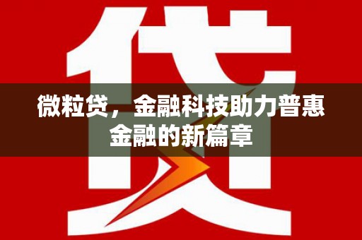 斗门微粒贷，金融科技助力普惠金融的新篇章