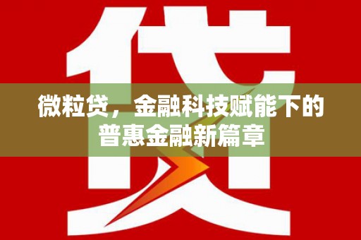 斗门微粒贷，金融科技赋能下的普惠金融新篇章