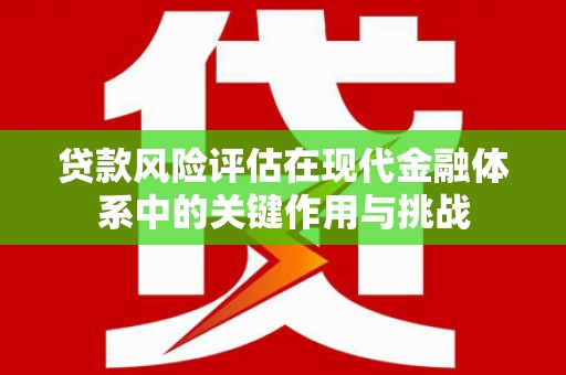斗门贷款风险评估在现代金融体系中的关键作用与挑战