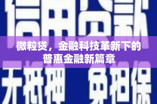 斗门微粒贷，金融科技革新下的普惠金融新篇章