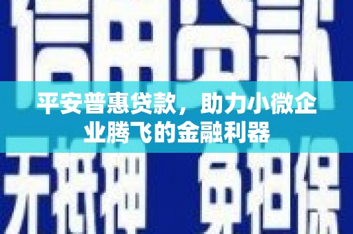 斗门平安普惠贷款，助力小微企业腾飞的金融利器
